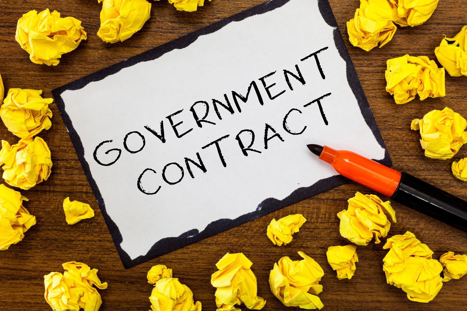 Writing note showing Government Contract. Business photo showcasing Agreement Process to sell Services to the Administration